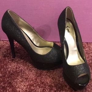 Black glittery heels